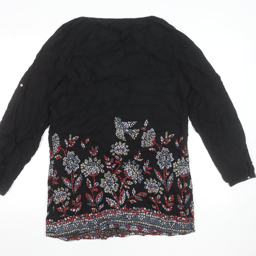 Nomads Women Black Floral Bohemian Viscose Shift Dress Size 12