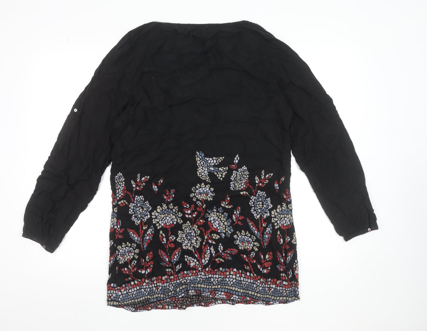 Nomads Women Black Floral Bohemian Viscose Shift Dress Size 12