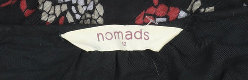 Nomads Women Black Floral Bohemian Viscose Shift Dress Size 12