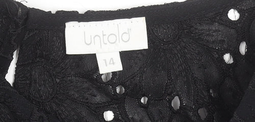 Untold Women’s Black Sleeveless Floral Embroidered Shift Dress Size 14