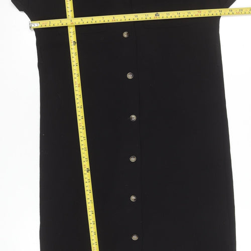 New Look Women’s Black Size 6 Midi Shirt Dress Short Sleeve Collared