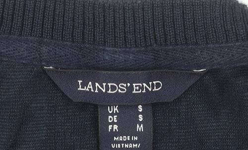 Lands' End Women's Navy Blue Short Sleeve Button Shoulder Knit Top Size S
