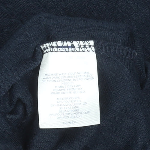 Lands' End Women's Navy Blue Short Sleeve Button Shoulder Knit Top Size S