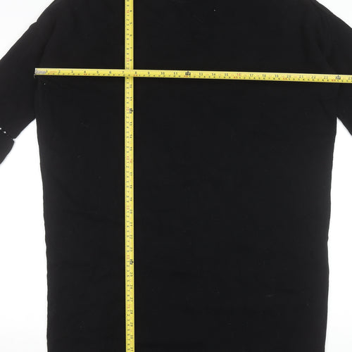 French Connection Women's Black Knit Sweater Dress M Half Sleeve Beaded Detail