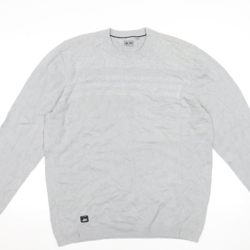 Adidas Men’s Grey Cotton Knit Crew Neck Pullover Jumper Size L