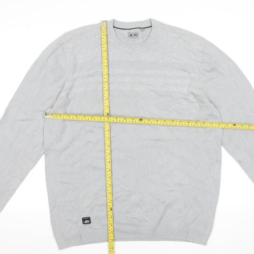 Adidas Men’s Grey Cotton Knit Crew Neck Pullover Jumper Size L