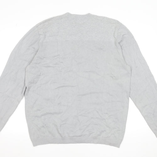 Adidas Men’s Grey Cotton Knit Crew Neck Pullover Jumper Size L