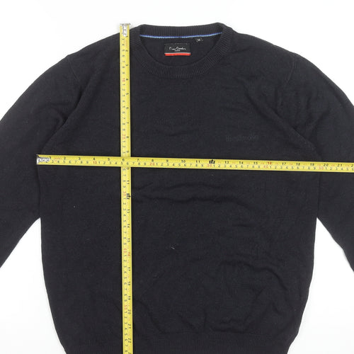 Pierre Cardin Men's Black Acrylic Crew Neck Jumper Size M