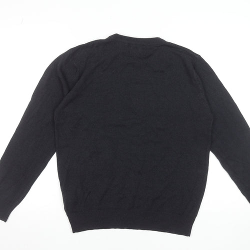 Pierre Cardin Men's Black Acrylic Crew Neck Jumper Size M
