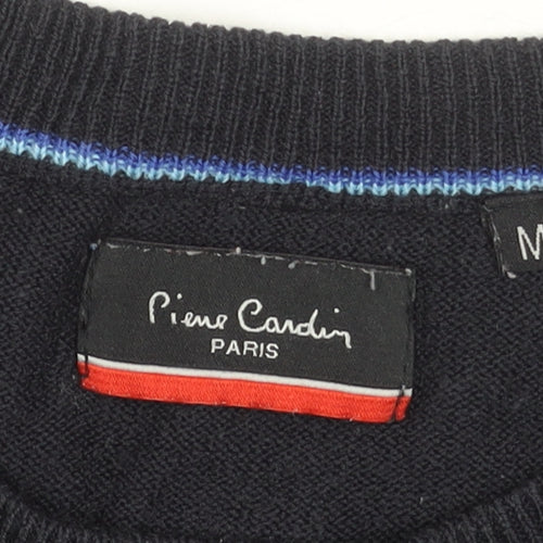 Pierre Cardin Men's Black Acrylic Crew Neck Jumper Size M