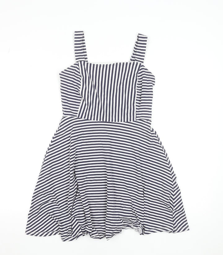 Dorothy Perkins Women’s Blue Striped Fit & Flare Cotton Dress Size 8