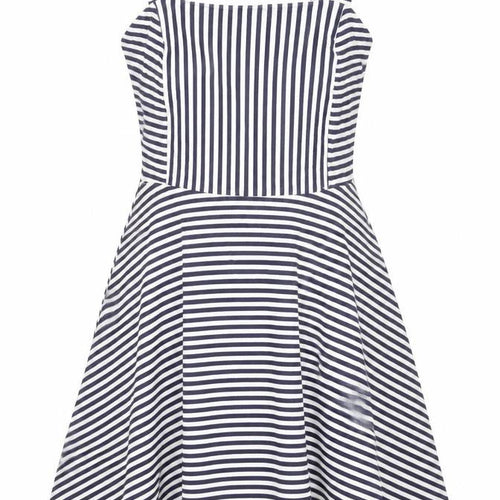 Dorothy Perkins Women’s Blue Striped Fit & Flare Cotton Dress Size 8