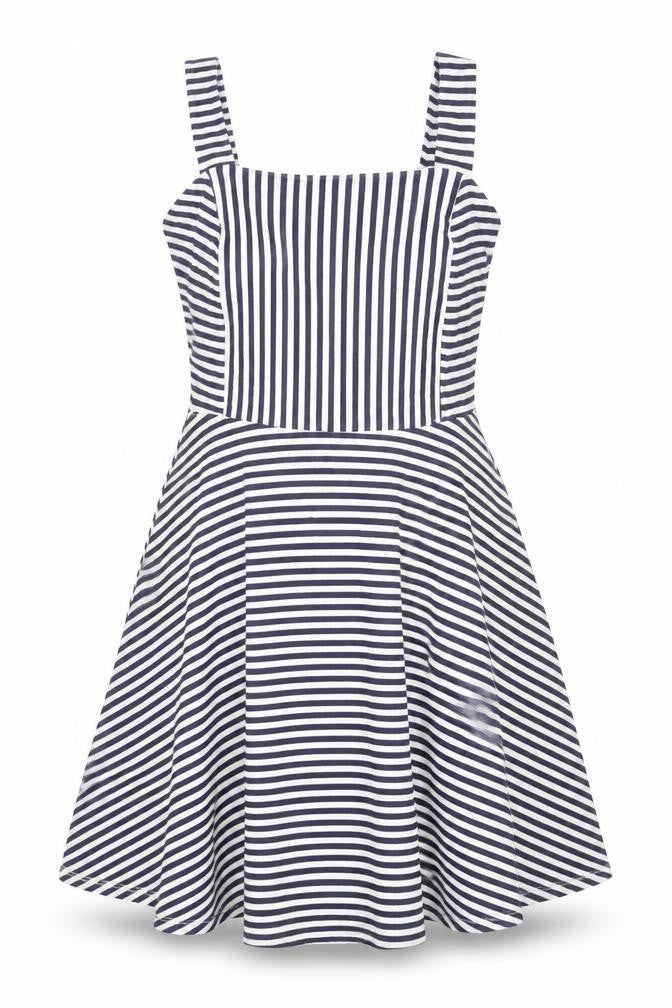 Dorothy Perkins Women’s Blue Striped Fit & Flare Cotton Dress Size 8