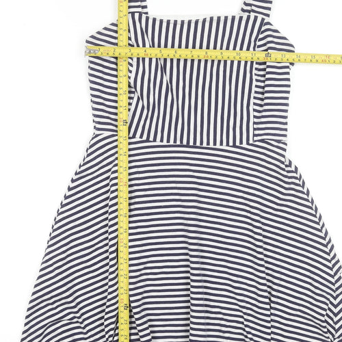 Dorothy Perkins Women’s Blue Striped Fit & Flare Cotton Dress Size 8