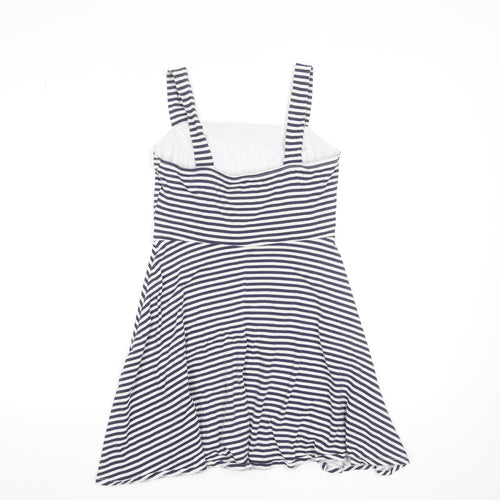 Dorothy Perkins Women’s Blue Striped Fit & Flare Cotton Dress Size 8
