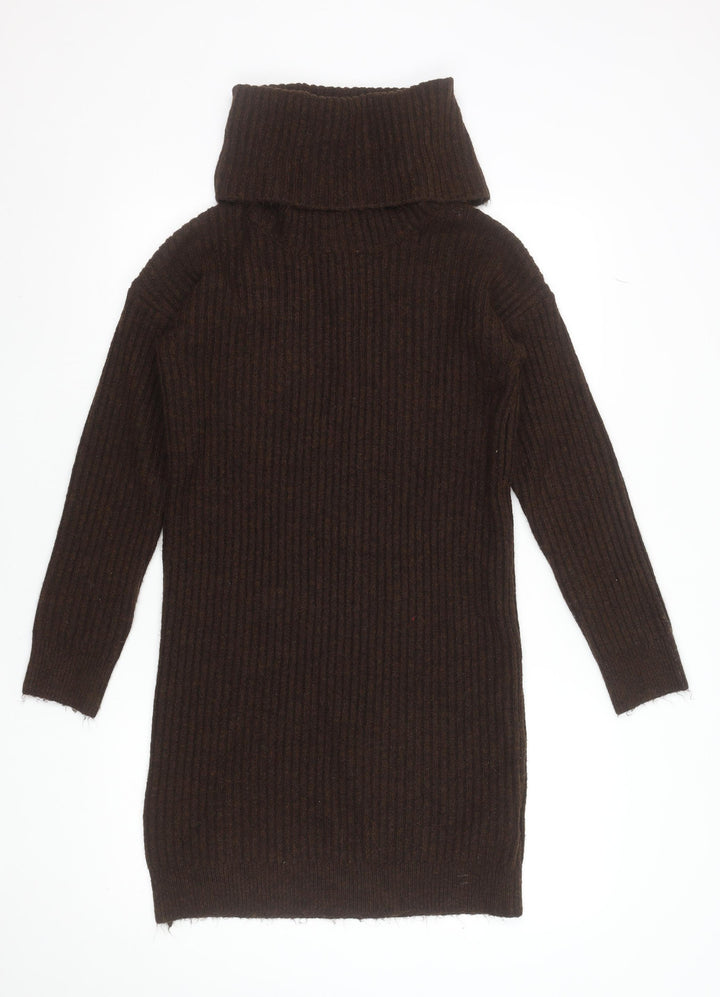 Pimkie Women Brown Roll Neck Knit Jumper Dress Size S