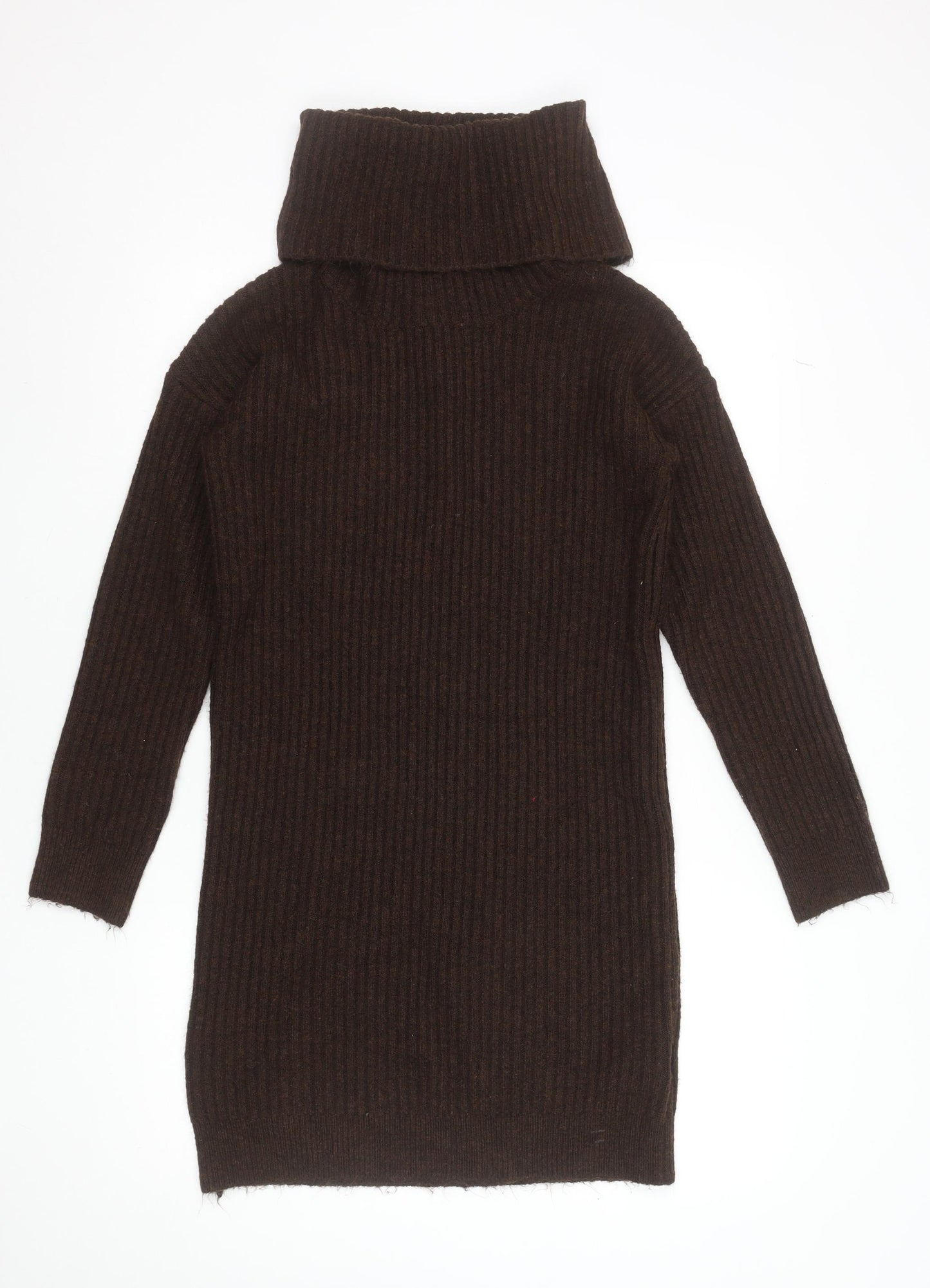 Pimkie Women Brown Roll Neck Knit Jumper Dress Size S