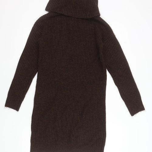 Pimkie Women Brown Roll Neck Knit Jumper Dress Size S