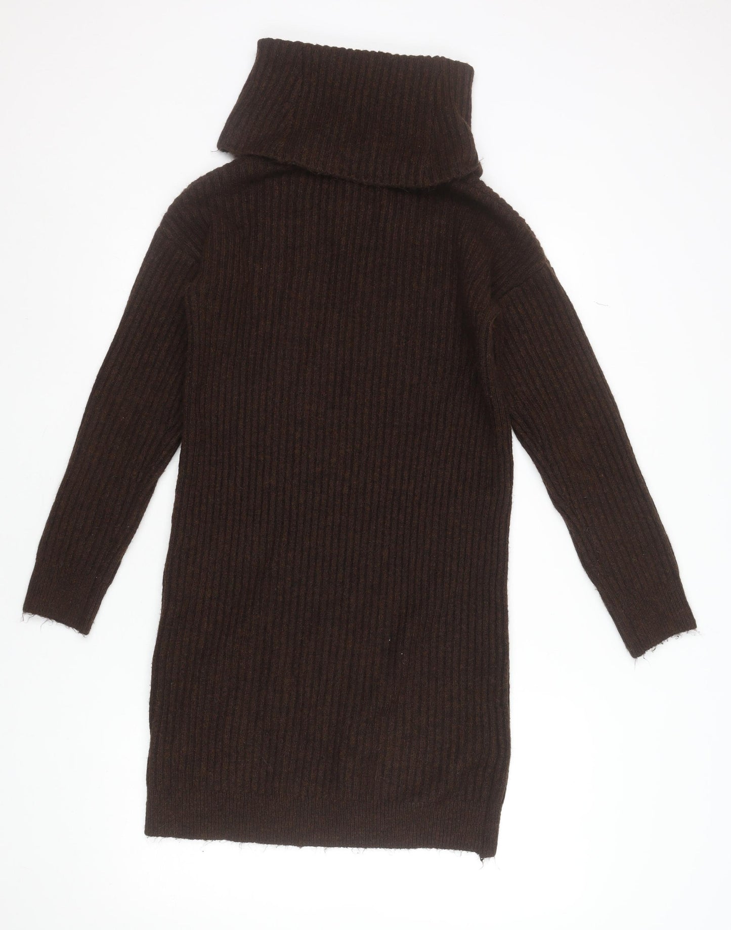 Pimkie Women Brown Roll Neck Knit Jumper Dress Size S