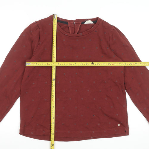 Fat Face Womens Red Polka Dot Long Sleeve Pullover Sweatshirt Size 10