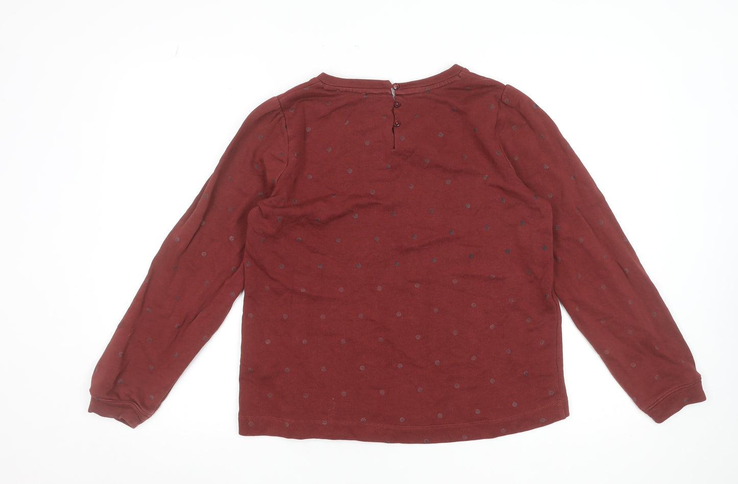 Fat Face Womens Red Polka Dot Long Sleeve Pullover Sweatshirt Size 10