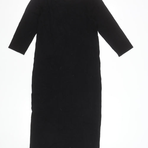 Hush Womens Black Midi Bodycon Knit Dress Size 12