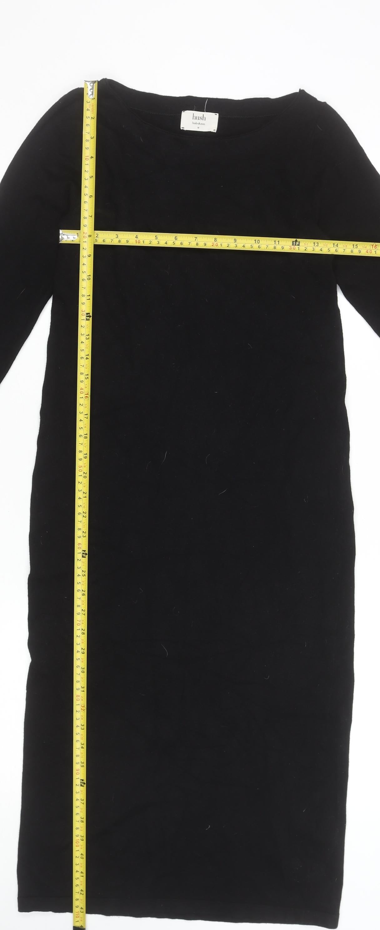 Hush Womens Black Midi Bodycon Knit Dress Size 12