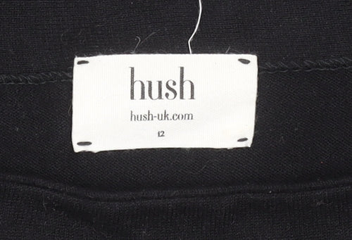 Hush Womens Black Midi Bodycon Knit Dress Size 12