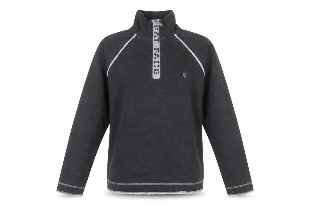 Front view of FatFace Women's Black, size 8, 1/4 Zip Pullover Sweatshirt