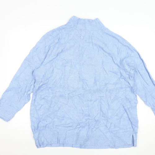 Lands' End Women's Blue Cotton Mock Neck Pullover Jumper Size 24/26