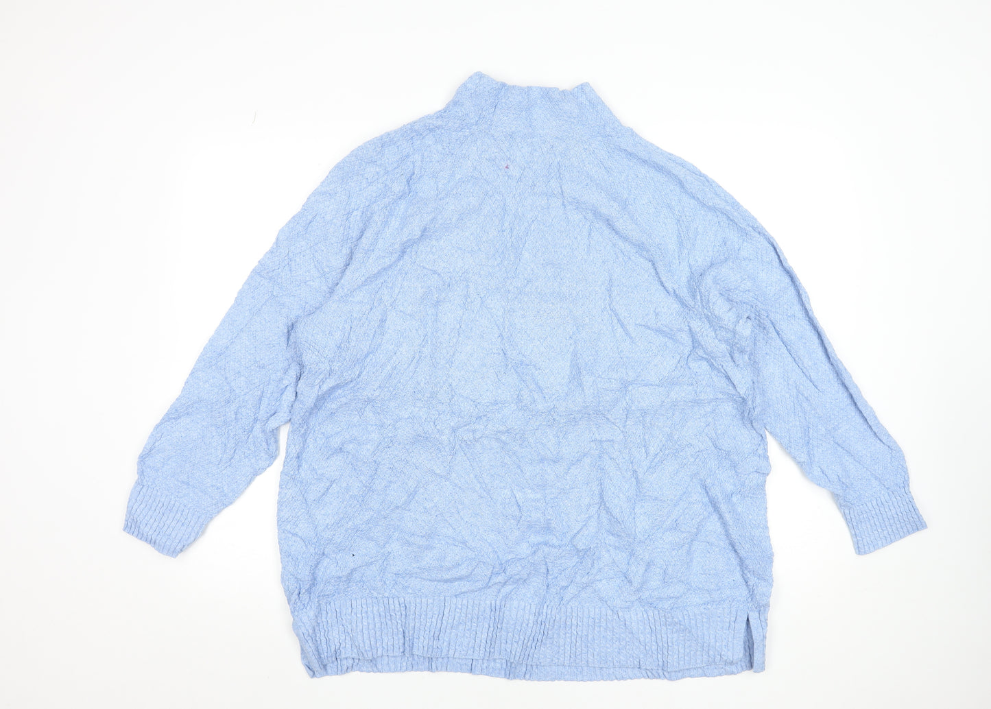 Lands' End Women's Blue Cotton Mock Neck Pullover Jumper Size 24/26