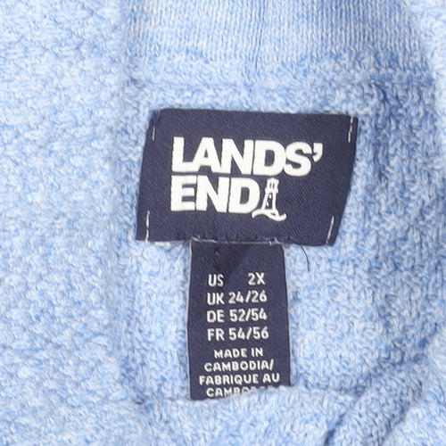 Lands' End Women's Blue Cotton Mock Neck Pullover Jumper Size 24/26