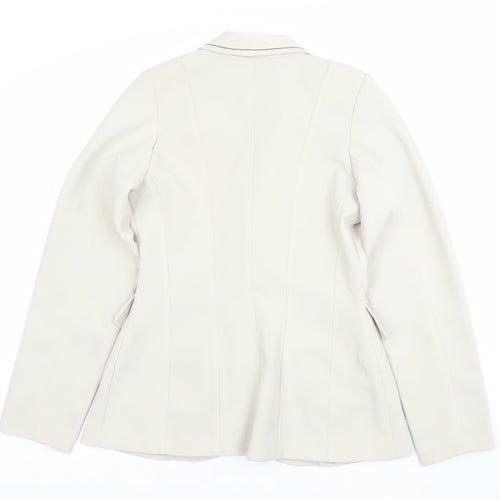Studio F Women’s Beige Tailored Blazer Size 12 Single-Breasted One-Button Jacket