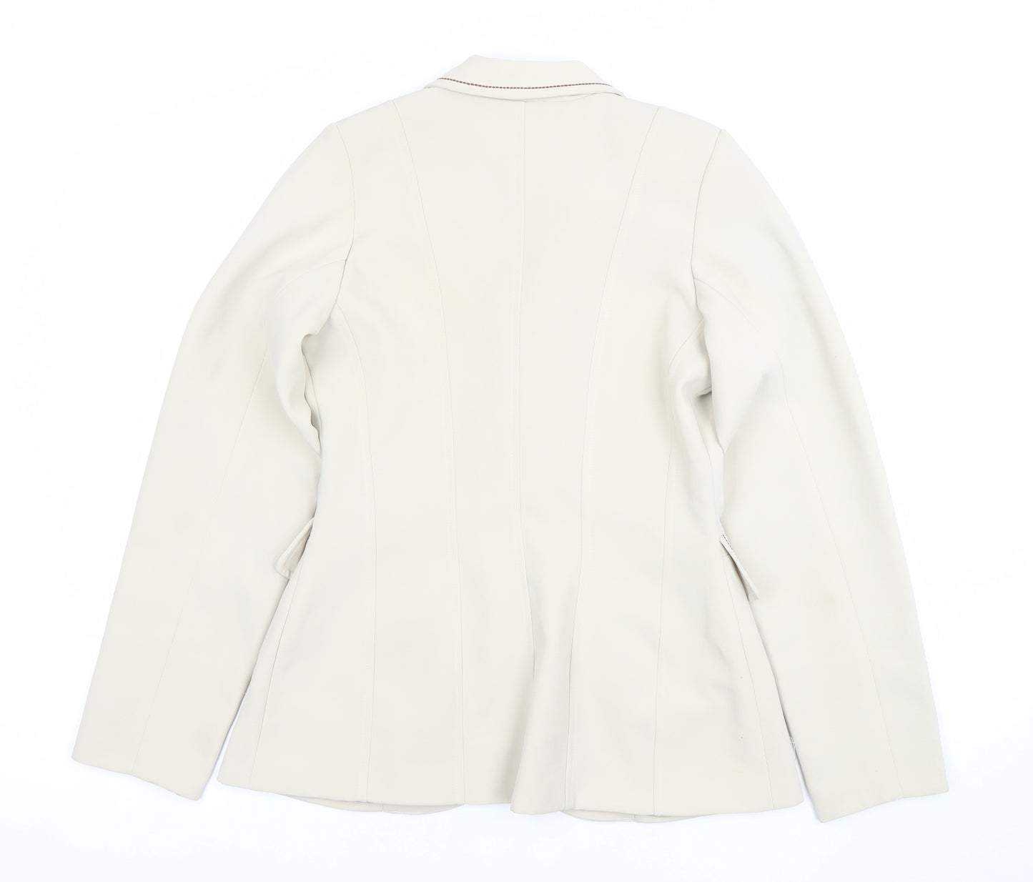 Studio F Women’s Beige Tailored Blazer Size 12 Single-Breasted One-Button Jacket