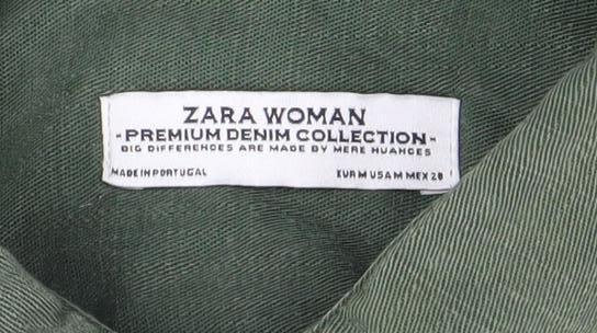 Zara Woman Green Cotton Long Sleeve Button-Up Shirt Size L