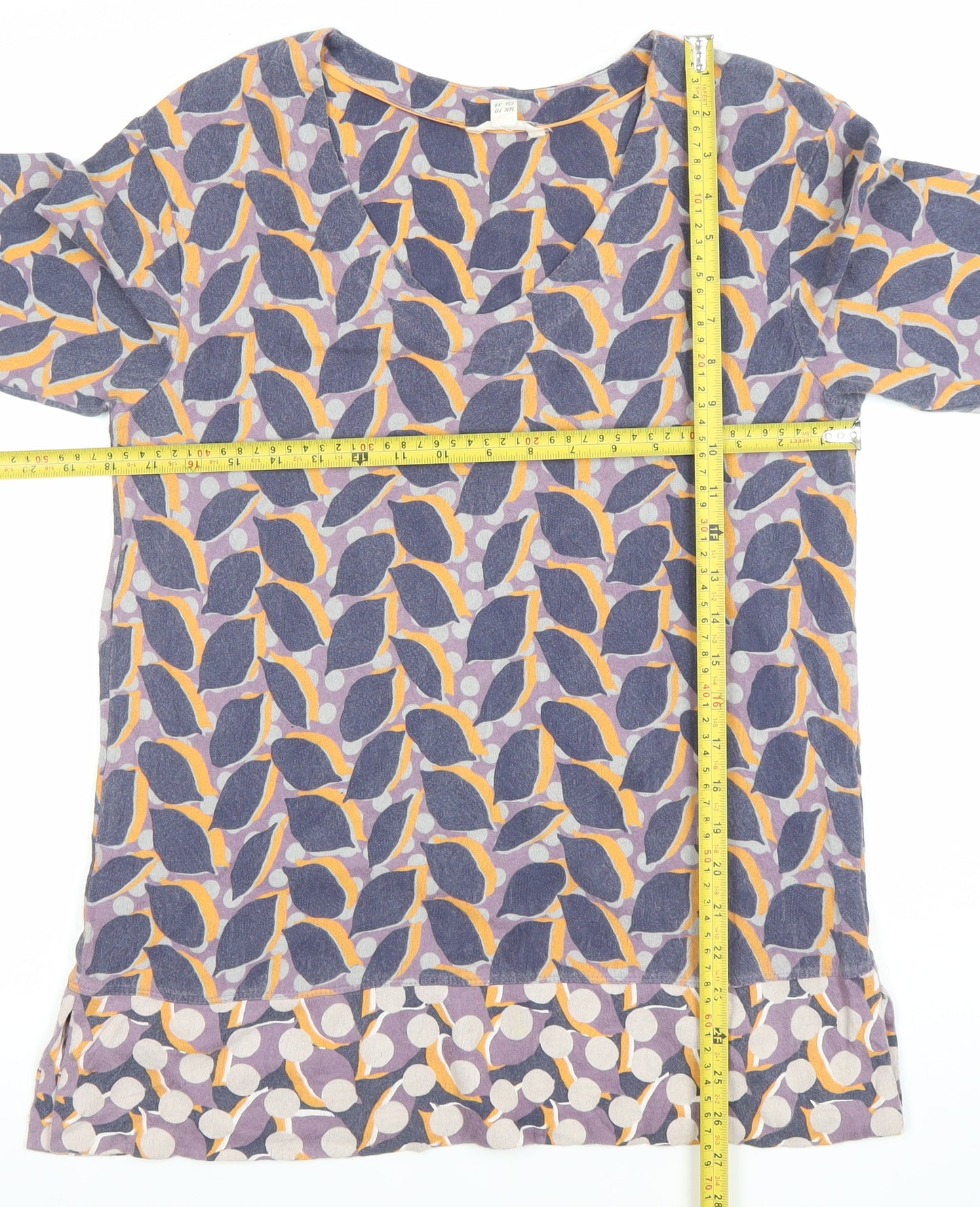 White Stuff Womens Multicoloured Cotton 3/4 Sleeve Tunic Blouse Size 10