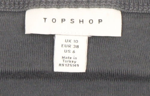 Topshop Women's Black Cropped Lace Trim Long Sleeve T-Shirt UK 10