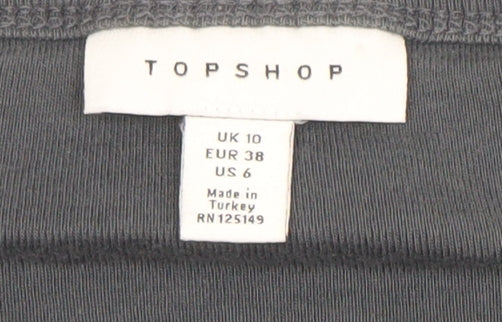 Topshop Women's Black Cropped Lace Trim Long Sleeve T-Shirt UK 10