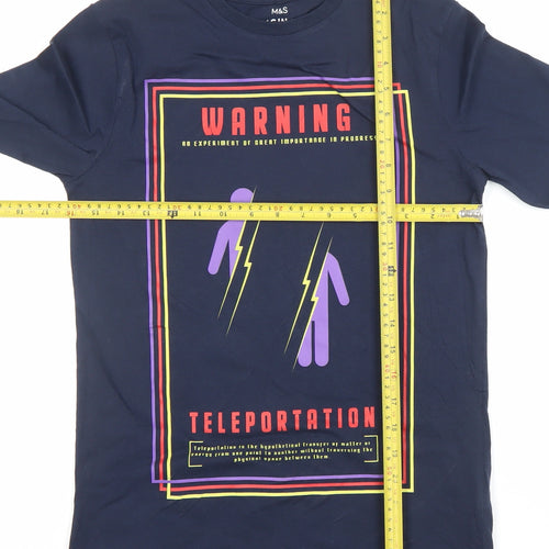 Marks and Spencer Boys Blue Long Sleeve Graphic T-Shirt 12-13 Years