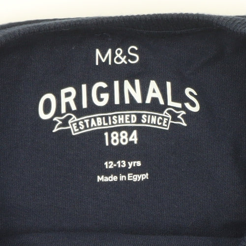 Marks and Spencer Boys Blue Long Sleeve Graphic T-Shirt 12-13 Years