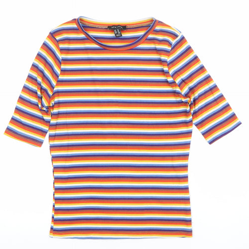 New Look Women’s Multicoloured Striped Crew Neck T-Shirt Size 14