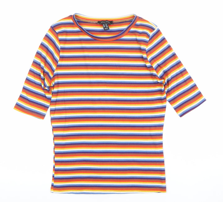 New Look Women’s Multicoloured Striped Crew Neck T-Shirt Size 14