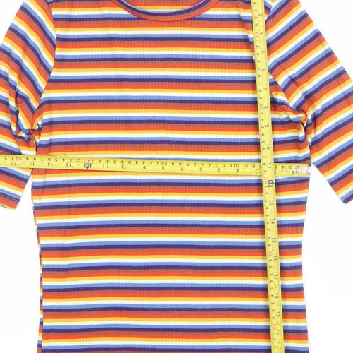 New Look Women’s Multicoloured Striped Crew Neck T-Shirt Size 14