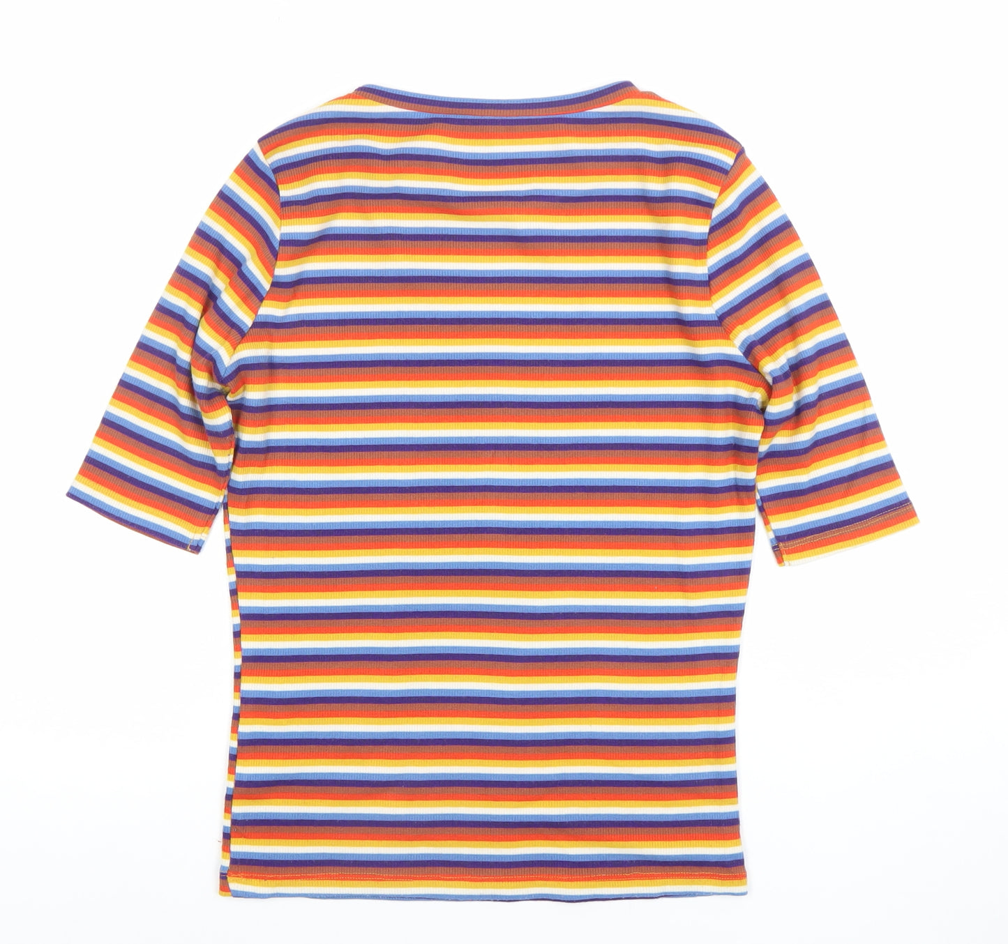 New Look Women’s Multicoloured Striped Crew Neck T-Shirt Size 14