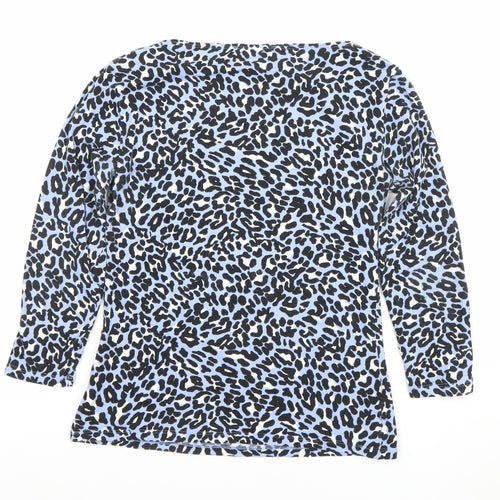 Marks and Spencer Women’s Blue Leopard Print 3/4 Sleeve Jersey Top Size 8
