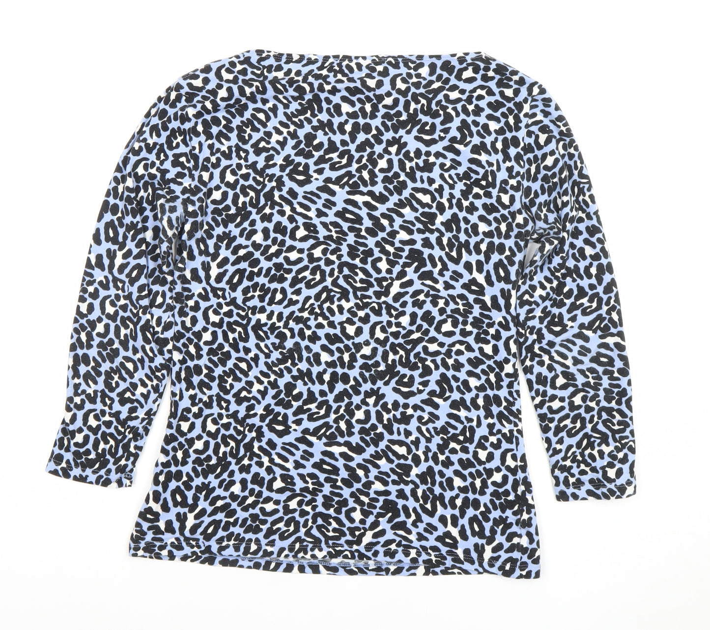 Marks and Spencer Women’s Blue Leopard Print 3/4 Sleeve Jersey Top Size 8