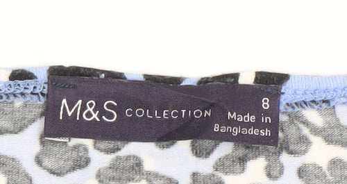 Marks and Spencer Women’s Blue Leopard Print 3/4 Sleeve Jersey Top Size 8