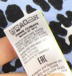 Marks and Spencer Women’s Blue Leopard Print 3/4 Sleeve Jersey Top Size 8