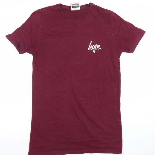 Hype Men’s Burgundy Short Sleeve Cotton Crew Neck T-Shirt Size S