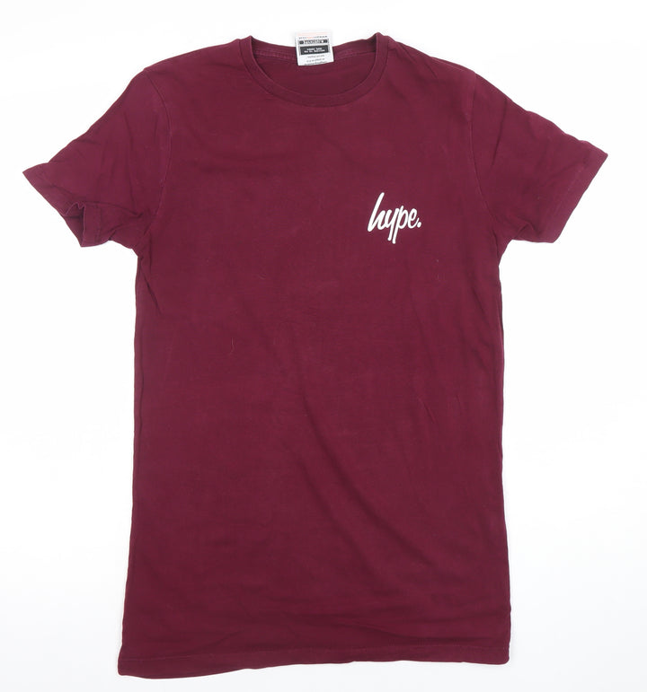 Hype Men’s Burgundy Short Sleeve Cotton Crew Neck T-Shirt Size S